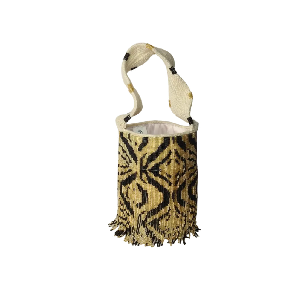 Noir Gold Zebra - Sierra Dancer - handwoven mochila bag