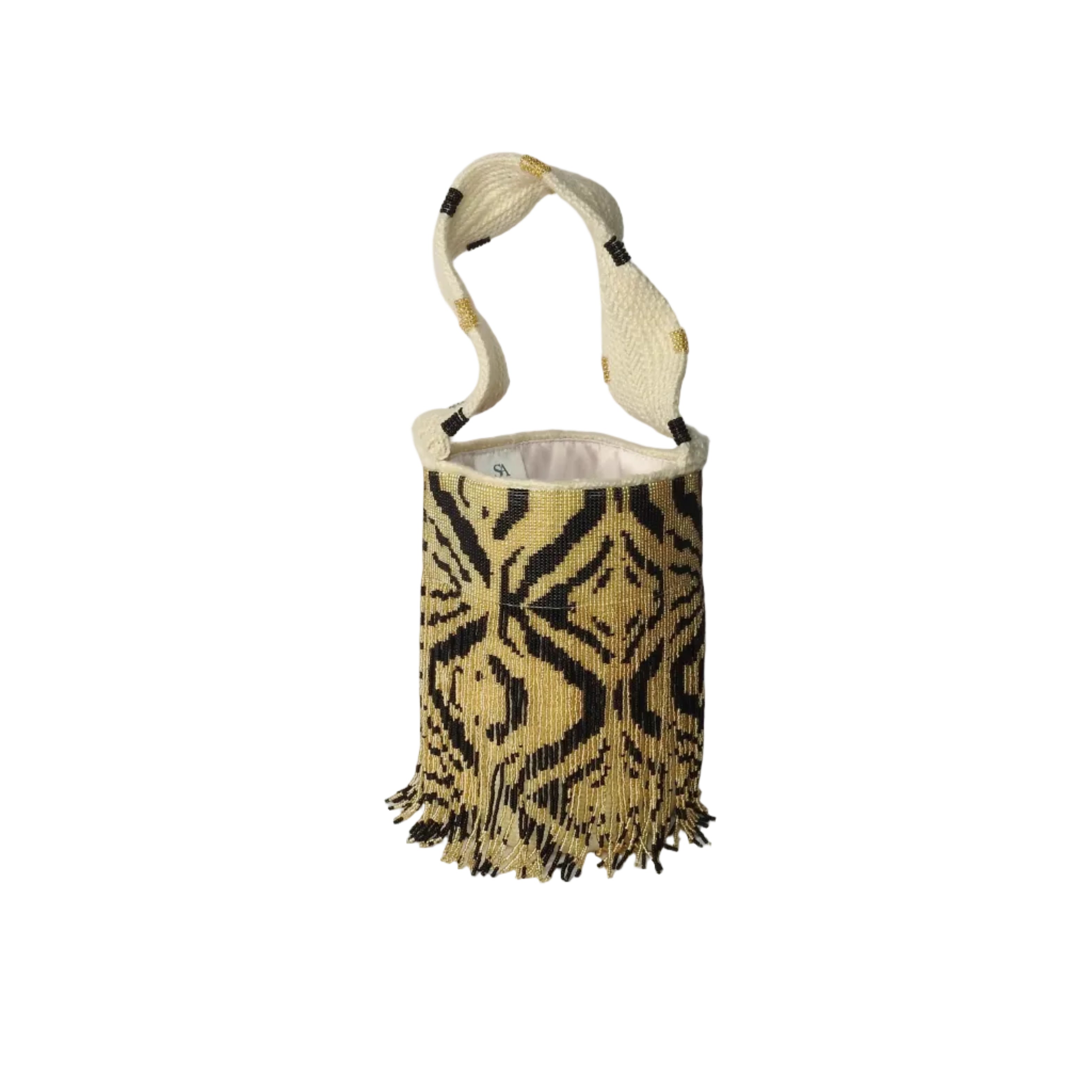 Noir Gold Zebra - Sierra Dancer - handwoven mochila bag