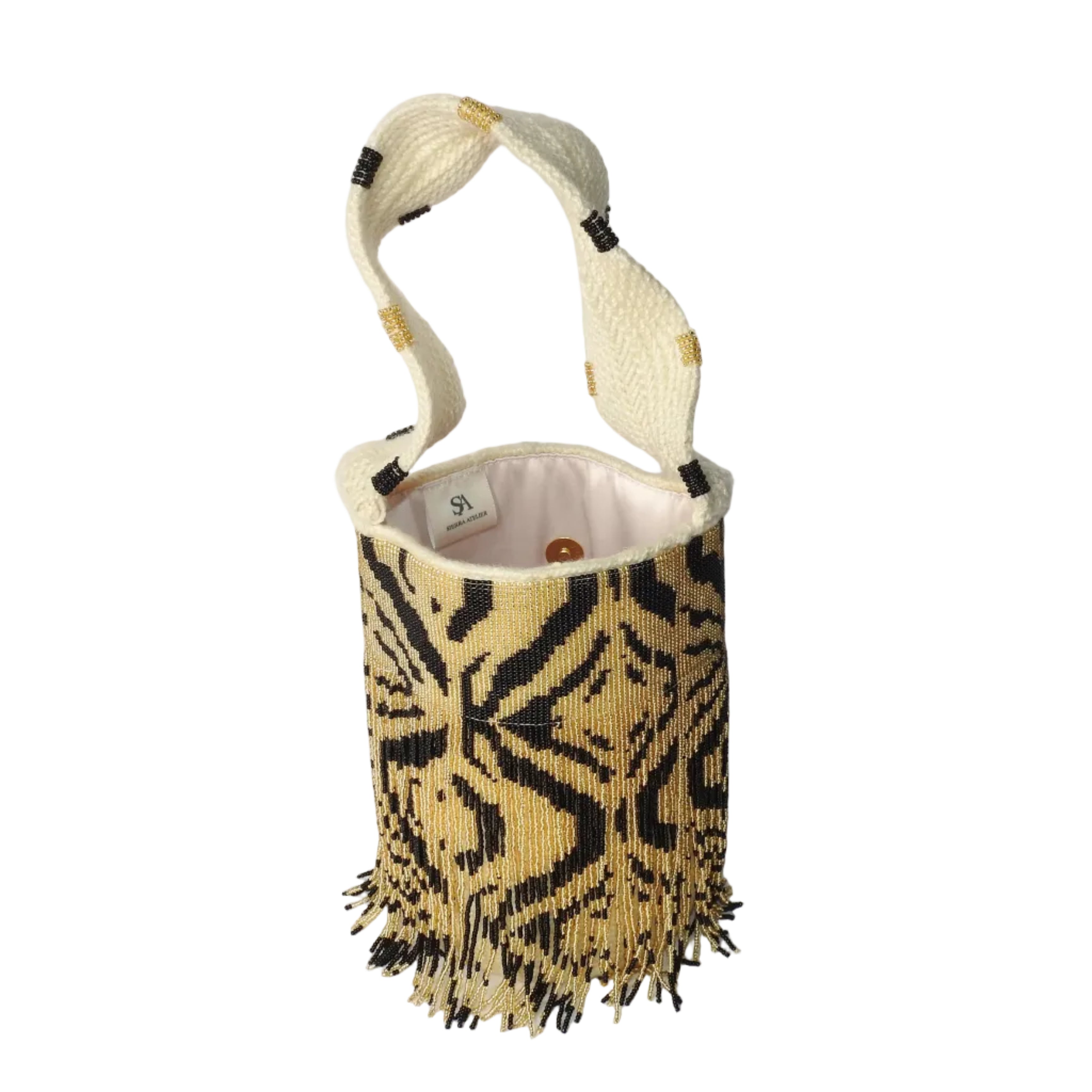Noir Gold Zebra - Sierra Dancer - handwoven mochila bag