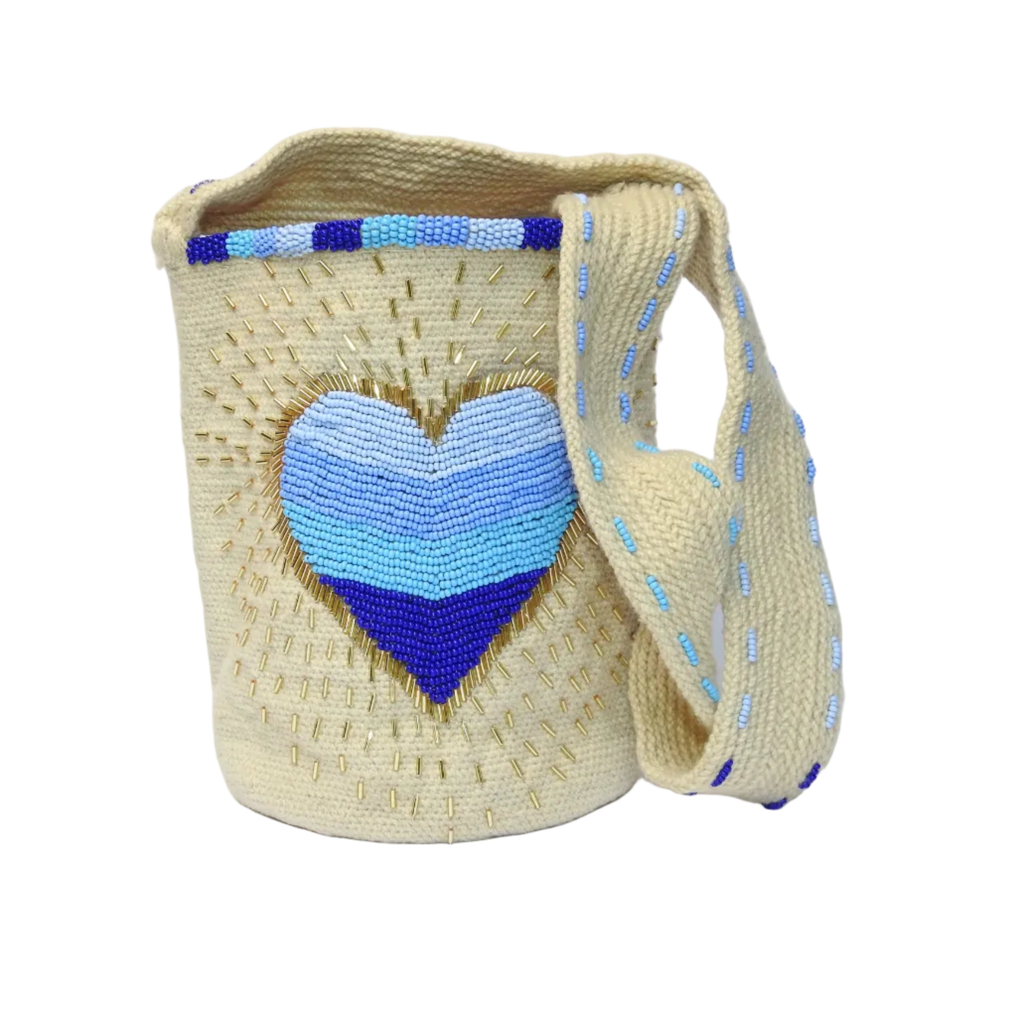 Blue Heart - Sierra Signature Collection - handwoven mochila bag