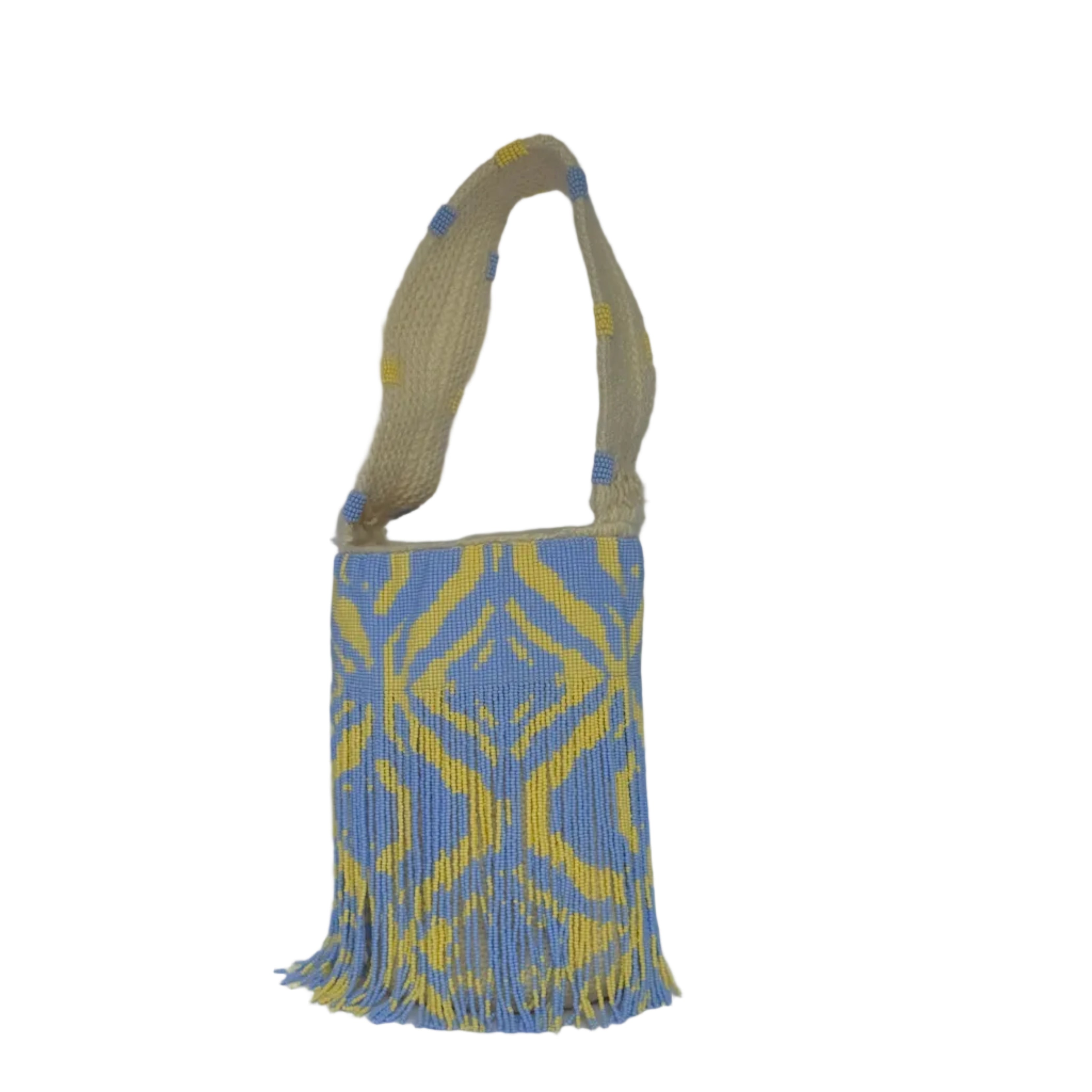Butter and baby blue Sky - Sierra Dancer - handwoven mochila bag