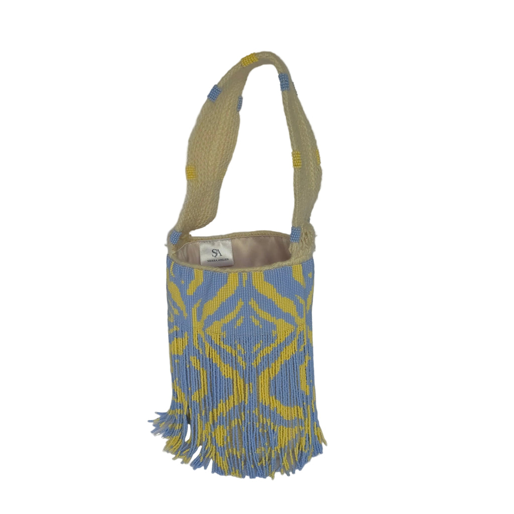 Butter and baby blue Sky - Sierra Dancer - handwoven mochila bag