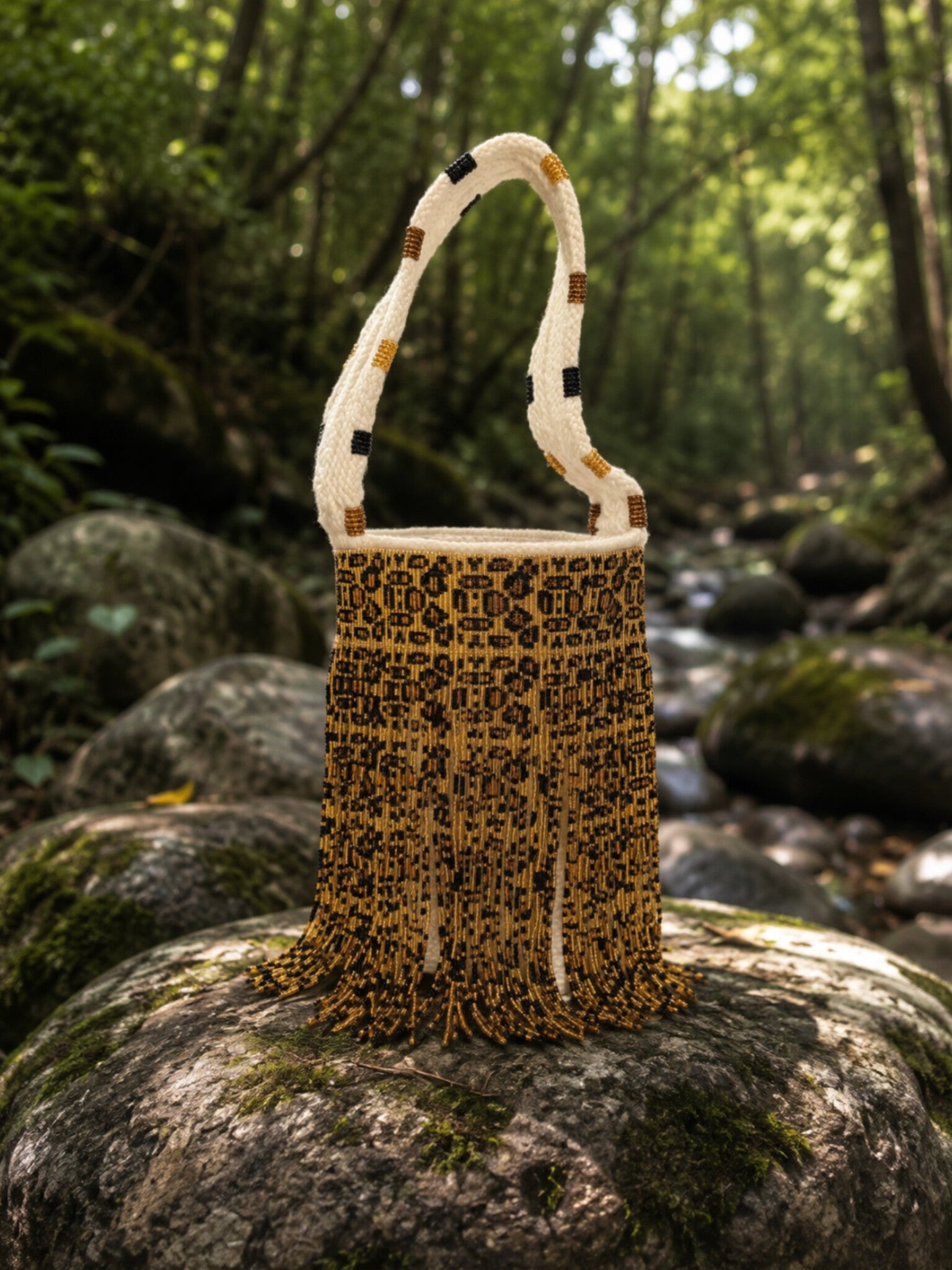 Midnight Leopard - Sierra Dancer - handwoven mochila bag