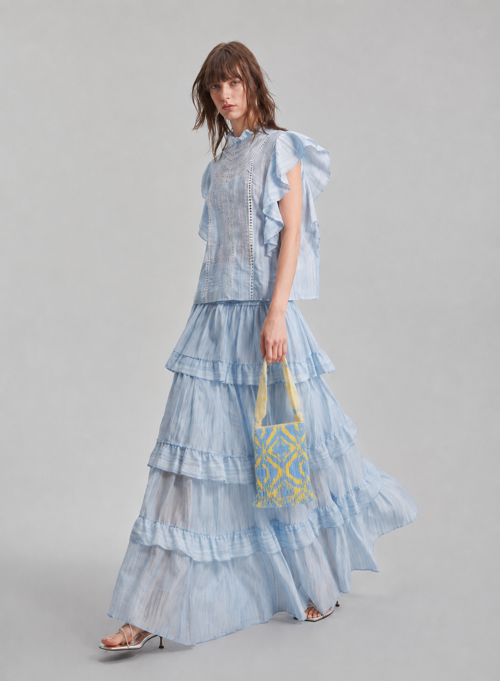 Butter and baby blue Sky - Sierra Dancer - handwoven mochila bag